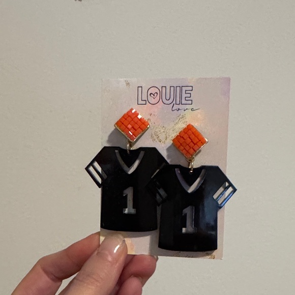louie love Jewelry - Black and Orange Jersey Earrings